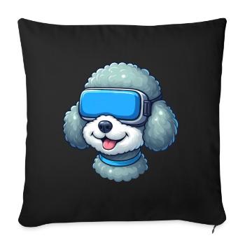 Poodle in VR: Gamer Dog Adventure - Sofa pillowcase 17,3'' x 17,3'' (45 x 45 cm) - black - Front