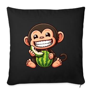 Monkey Chimpanzee Melon Watermelon Honeydew melon - Sofa pillowcase 17,3'' x 17,3'' (45 x 45 cm) - black - Front