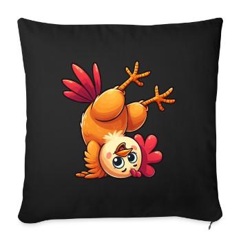Poule Poule Coq Équilibre Acrobaties Athlète Fun - Housse de coussin décorative 45 x 45 cm - noir - Devant