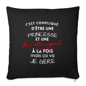Prinzessin Ayurvedische Massagetherapeutin - Sofakissenbezug 45 x 45 cm - Schwarz - Vorne