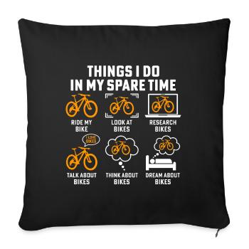 Ce que je fais pendant mon temps libre : faire du vélo, de la montagne - Housse de coussin décorative 45 x 45 cm - noir - Devant