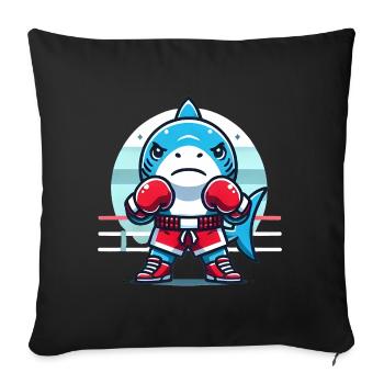Shark Boxing Champion Cartoon Design - Sofa pillowcase 17,3'' x 17,3'' (45 x 45 cm) - black - Front