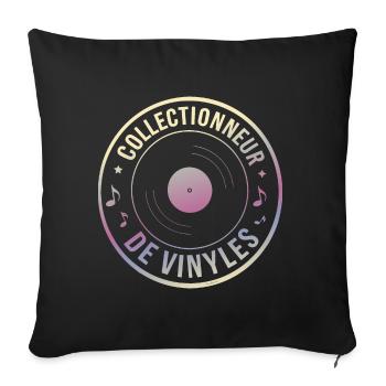 Collectionneur de vinyles - Housse de coussin décorative 45 x 45 cm - noir - Devant