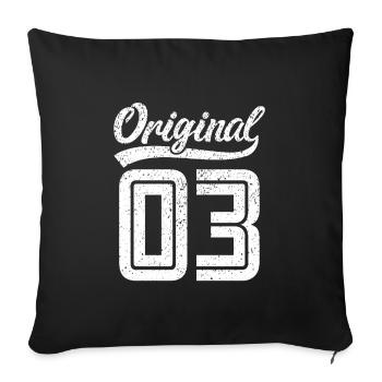 2003 Original 03 born 2003 - Sofa pillowcase 17,3'' x 17,3'' (45 x 45 cm) - black - Front