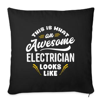 C'est ce à quoi ressemble un électricien génial - Housse de coussin décorative 45 x 45 cm - noir - Devant