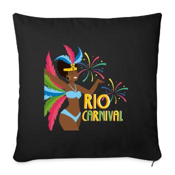 Carnaval Brésilien - Carnaval de Rio - Housse de coussin décorative 45 x 45 cm - noir - Devant