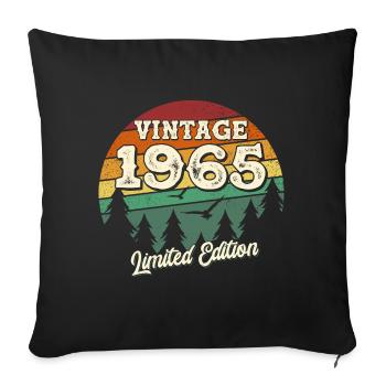 Vintage 1965 Rétro Né en 1965 Anniversaire - Housse de coussin décorative 45 x 45 cm - noir - Devant