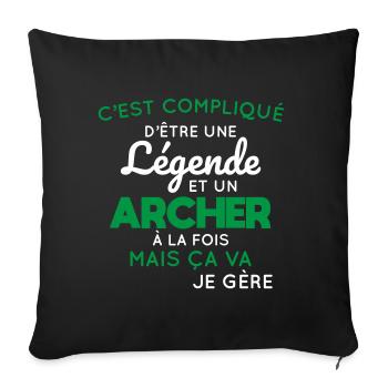 Compliqué d'être une légende et un archer - Housse de coussin décorative 45 x 45 cm - noir - Devant