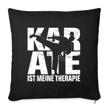KARATE IST MEINE THERAPIE – Mann macht Karatekick - Sofakissenbezug 45 x 45 cm - Schwarz - Vorne