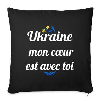 Ukraine mon coeur est avec toi - Housse de coussin décorative 45 x 45 cm - noir - Devant