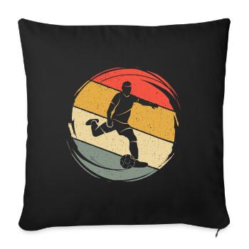 Fußball Fußballspieler Retro Fußballer - Sofakissenbezug 45 x 45 cm - Schwarz - Vorne