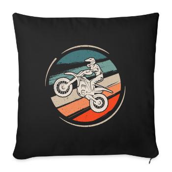 Moto Dirtbike Biker Boys Kids Motocross - Housse de coussin décorative 45 x 45 cm - noir - Devant