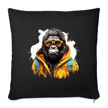 King of the urban jungle. Gorilla in graffiti style. - Sofa pillowcase 17,3'' x 17,3'' (45 x 45 cm) - black - Front