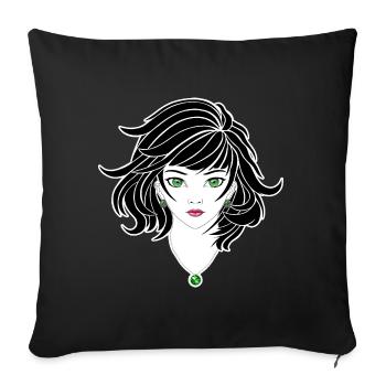 Fille d’anime gothique - Housse de coussin décorative 45 x 45 cm - noir - Devant