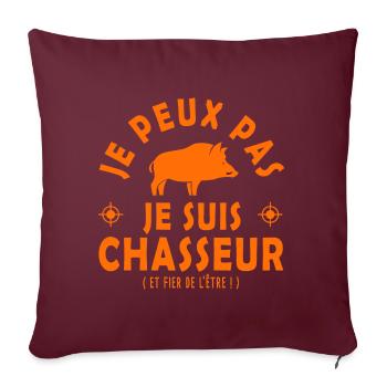 chasse sanglier je peux pas je suis chasseur - Housse de coussin décorative 45 x 45 cm - bordeaux - Devant