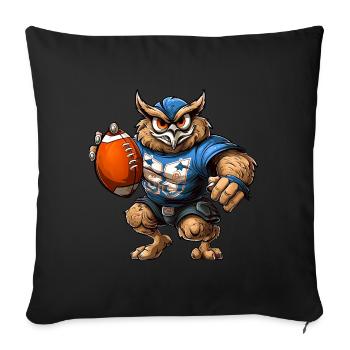 Eule Rugby - Sofakissenbezug 45 x 45 cm - Schwarz - Vorne
