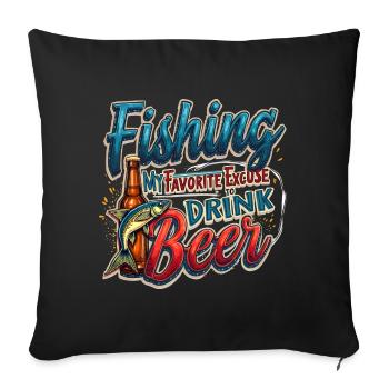 Pêche - La meilleure excuse pour une bière - Housse de coussin décorative 45 x 45 cm - noir - Devant