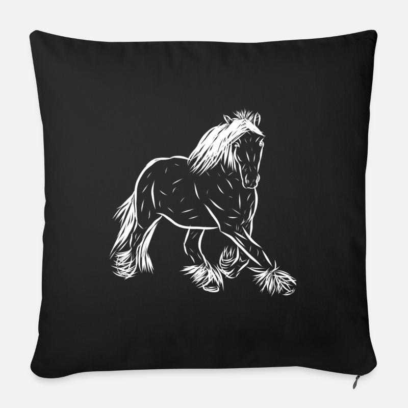 Chevaux - Housse de coussin décorative 45 x 45 cm - noir