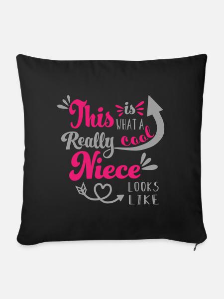 Coole Nichte - cool niece Nichten Herz Pfeil Boho - Sofakissenbezug 45 x 45 cm - Schwarz