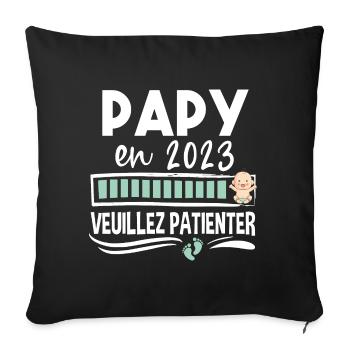 Papy 2023 Grand-Père Retraité Retraite - Housse de coussin décorative 45 x 45 cm - noir - Devant