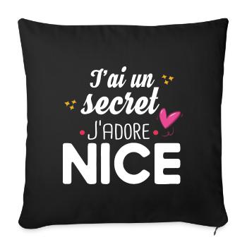 Nice Niçois Niçoise Cadeau Humour Ville France - Housse de coussin décorative 45 x 45 cm - noir - Devant