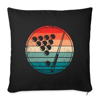 Billard rétro boules de billard billard joueur - Housse de coussin décorative 45 x 45 cm - noir - Devant