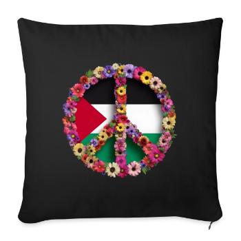 PALÄSTINA Palestine FLAGGE Fahne Blumen Frieden - Sofakissenbezug 45 x 45 cm - Schwarz - Vorne