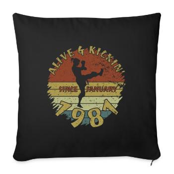 44. Anniversaire Vivant et kickin depuis 01/1981 - Housse de coussin décorative 45 x 45 cm - noir - Devant