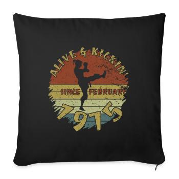 50. Geburtstag Alive and kickin since 02/1975 - Sofa pillowcase 17,3'' x 17,3'' (45 x 45 cm) - black - Front