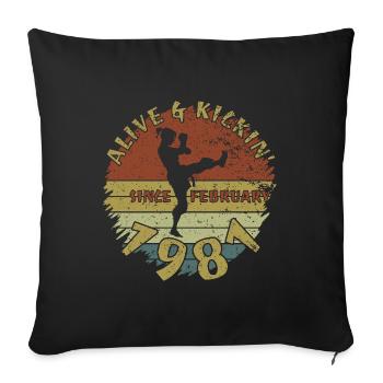 44. Anniversaire Vivant et dynamique depuis 02/1981 - Housse de coussin décorative 45 x 45 cm - noir - Devant