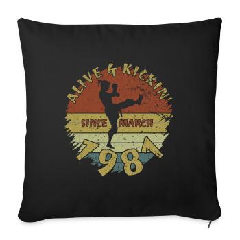 44. Birthday Alive and kickin since 03/1981 - Sofa pillowcase 17,3'' x 17,3'' (45 x 45 cm) - black - Front