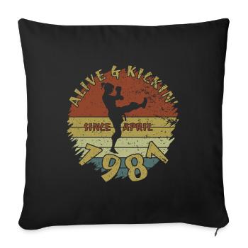 44. Birthday Alive and kickin since 04/1981 - Sofa pillowcase 17,3'' x 17,3'' (45 x 45 cm) - black - Front