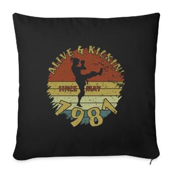 44. Geburtstag Alive and kickin since 05/1981 - Sofa pillowcase 17,3'' x 17,3'' (45 x 45 cm) - black - Front