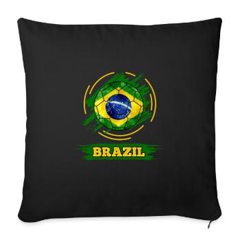 Drapeau du pays de football du Brésil - Housse de coussin décorative 45 x 45 cm - noir - Devant