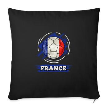 Drapeau du pays de football France - Housse de coussin décorative 45 x 45 cm - noir - Devant