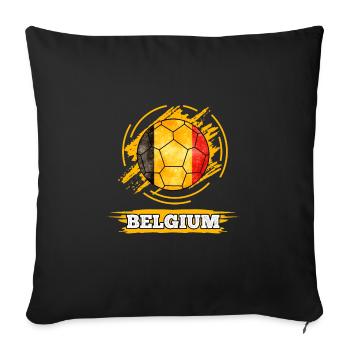 Drapeau du pays de football de la Belgique - Housse de coussin décorative 45 x 45 cm - noir - Devant