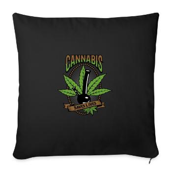 Herbe médicale au cannabis IV - Housse de coussin décorative 45 x 45 cm - noir - Devant