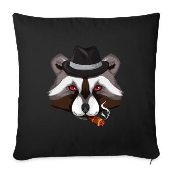Raton laveur mafieux - Housse de coussin décorative 45 x 45 cm - noir - Devant