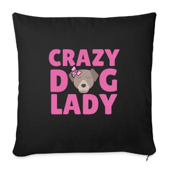 Dame de chien fou - Housse de coussin décorative 45 x 45 cm - noir - Devant