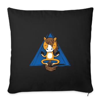 Cheval de méditation (cheval) - Housse de coussin décorative 45 x 45 cm - noir - Devant