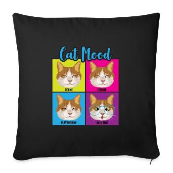 Humeurs drôles de chat - Housse de coussin décorative 45 x 45 cm - noir - Devant