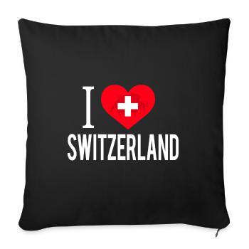 I Love Switzerland / Schweiz - Sofa pillowcase 17,3'' x 17,3'' (45 x 45 cm) - black - Front
