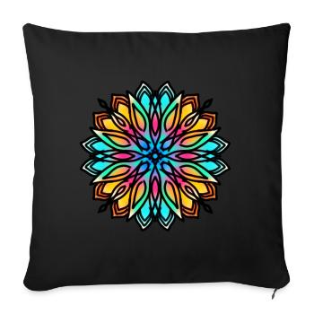 Mandala Bunt Muster Blume Formen Zeichen Lotus - Sofakissenbezug 45 x 45 cm - Schwarz - Vorne