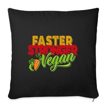Végétarien végétalien - Végétalien plus fort plus rapide - Housse de coussin décorative 45 x 45 cm - noir - Devant