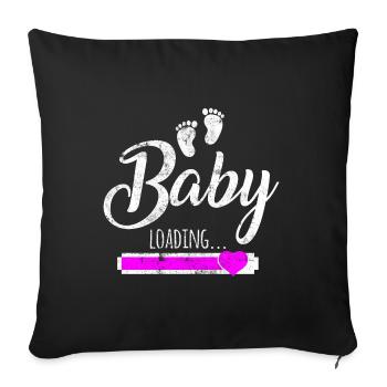 Bébé chargement coeur bébé pieds - Housse de coussin décorative 45 x 45 cm - noir - Devant