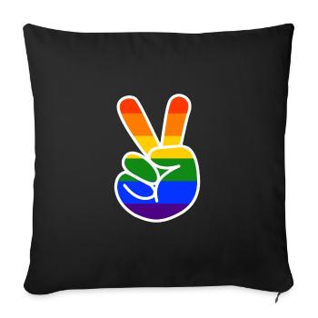Victory Sign LGBT Gay Pride CSD Rainbow - Sofa pillowcase 17,3'' x 17,3'' (45 x 45 cm) - black - Front