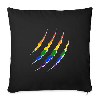 LGBT Wound Gay Pride Rainbow Coming Out - Sofa pillowcase 17,3'' x 17,3'' (45 x 45 cm) - black - Front