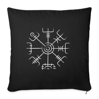 Vegvisir blanc - Housse de coussin décorative 45 x 45 cm - noir - Devant
