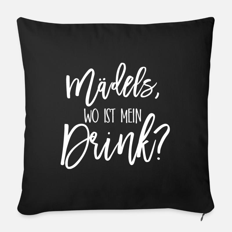 Maedels où est mon cadeau drink JGA - Housse de coussin décorative 45 x 45 cm - noir