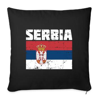 Serbie cadeau drapeau tshirt drapeau Serbie - Housse de coussin décorative 45 x 45 cm - noir - Devant